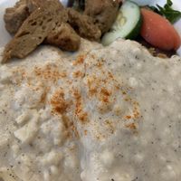 Biscuits and gravy (with seitan)! at Three Carrots - City Market in Indianapolis