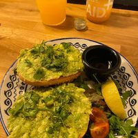 Avocado bagel at Maravi - Coffee Roasters in England