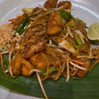 Vegan tofu pad thai at Koh Lanta Thai Restaurant in England