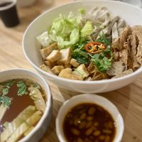 Stirred glass noodles   at Anzzie Veggie Vegetarian Restaurant in Campsie