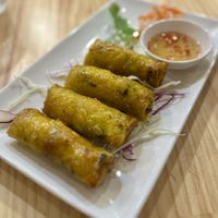 Turmeric fried spring rolls  at Anzzie Veggie Vegetarian Restaurant in Campsie