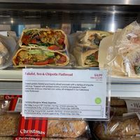 Falafel, avocado and chipotle flatbreadd  at Pret A Manger in London