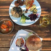 Pulled pork burger and #4 on the first page of the menu.  at Amrita Garden in Chiang Mai