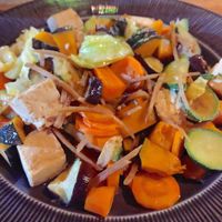 Apple walnut salad, Tempeh Ribs, Ginger Brown Rice & steamed vegetables with Ginger... 
Again Amazing 100% Vegan food 🌱🌿 at Amrita Garden in Chiang Mai