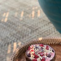 Pink smoothie at Amrita Garden in Chiang Mai