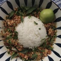 Vegetarian bowl (ask for no egg to make it vegan).  at Indigo Cafe in Luang Prabang