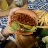 Vegan burger at Indigo Cafe in Luang Prabang