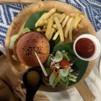 Vegan burger at Indigo Cafe in Luang Prabang