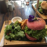 Vegan burger  at Indigo Cafe in Luang Prabang