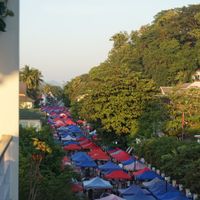 night market view from upstairs at Indigo Cafe in Luang Prabang