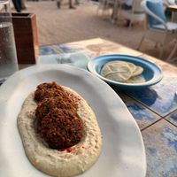 Falafel and hommus and pita at Olive Bar & Kitchen in Anjuna