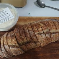 Regular sourdough loaf with their amazing vegan butter at Chiang Mai Bread in Chiang Mai
