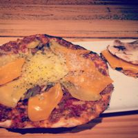 vegan pizza at Vegan Community Kitchen in Istanbul