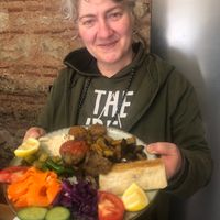 Amazing Oya and her masterpiece:)) at Vegan Community Kitchen in Istanbul