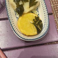 Cooked celery with olive oil   at Vegan Community Kitchen in Istanbul