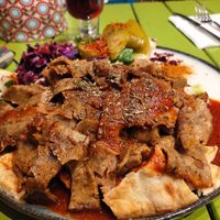 The vegan iskander kebab, the kebab's great, the salad not so much at Vegan Community Kitchen in Istanbul