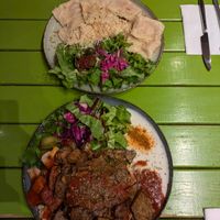 Kebab and ravioli at Vegan Community Kitchen in Istanbul