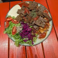 Kebab plate at Vegan Community Kitchen in Istanbul