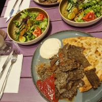 This was the seitan kebap and the salad was also good, the olive oli on the salad was very pure and nice. It is from middle Asian area - the waiter said that. at Vegan Community Kitchen in Istanbul