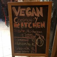 Menu outside at Vegan Community Kitchen in Istanbul