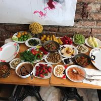Super lucky breakfast banquet at Vegan Community Kitchen in Istanbul