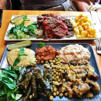 Mezze plate and doner kebab plate again at Vegan Community Kitchen in Istanbul