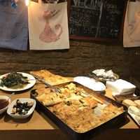 Borak and buffet selection  at Vegan Community Kitchen in Istanbul