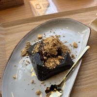 Black sesame with an pudding   at Uno Ramen - Kyoto Station in Kyoto