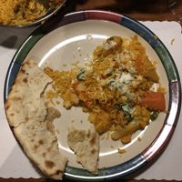 Vegetable Briyani with Raita sauce and Peshawari Naan at Bombay House in Provo