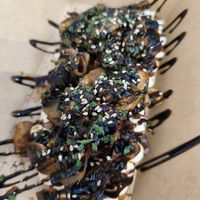 Tosta riquísima con crema de tofu y champiñones...con salsita agridulce at Plant Bites in Bilbao