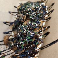 Tosta riquísima con crema de tofu y champiñones...con salsita agridulce at Plant Bites in Bilbao