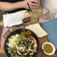 Hummus plate and falafel wrap  at Chapter E in Darlinghurst