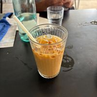 Oat milk coffee latte with vegan vanilla syrup at Good Company in Brisbane