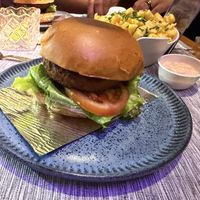 Hamburger and fries   at Arcos Café in Rio De Janeiro