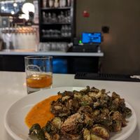 Brussel sprouts & sazerac drink at Small Batch in St Louis