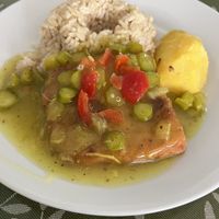 Tofu y espárragos (yum!)  at Sayel in Lima