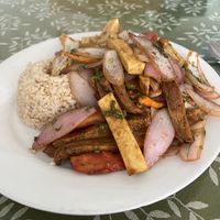 Lobo saltado (wish they used mushrooms instead of tofu)  at Sayel in Lima