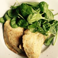 Vegan breakfast pancakes: beetroot filling and avocado filling. at Secret Life Cafe in Warsaw