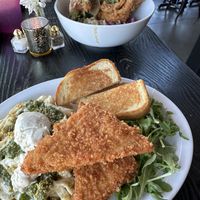 Roasted Garlic Alfredo and Mushroom Fried Chikn'  at Modern Love in Omaha