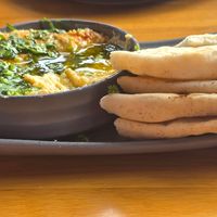 Hummus and pita platter at Route 7 Brewing in Ashburn