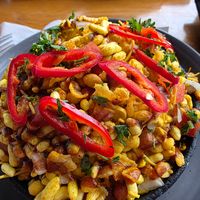 Bombay Bhel with crispy chickpea noodles and chutney at Route 7 Brewing in Ashburn