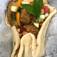 Falafel wrap - so tasty! at Aroma Coffee Art Gallery in Hammondsport