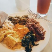 lunch buffet  at Rahel's Vegan Cuisine in Los Angeles