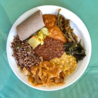 My less messy plateful  at Rahel's Vegan Cuisine in Los Angeles