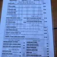 Menú w 2 vegan options  at Villains Brewing Company in Anaheim