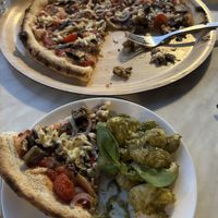 Vegan pizza and vegan pesto gnocchi   at Marina Lunga in Balmain