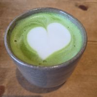 Oat matcha latte at Kūbō Garden in London