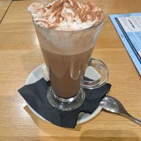 Hot Chocolate with cream and marshmallow at Dice Board Game Lounge in Portsmouth