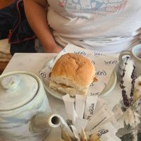 vegan tattie scone and sausage breakfast roll at Shen's Cafe in Stornoway