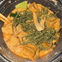 Takeout vegan spicy tonkotsu ramen (no corn)  at Yoko San Ramen in Naples